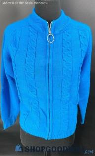 Dianelli Women's LS Zipper Front Sky Blue sweater - Sz M