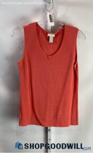 Chico's Women's Coral Pink Scoop Neck Knit Tank Top - Sz S