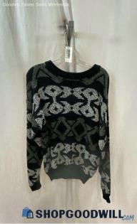 Sweater Graphix Men's VTG Black/Gray Patterned Knit Sweater - Sz M