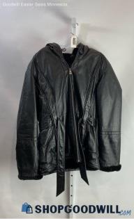 LW Women's Black Full Zip Leather Jacket - Sz L