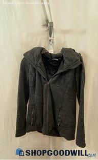 Athleta Women's Black Heathered Plush Lined Zip Up Hoodie - Sz M