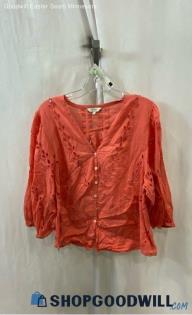 Lucky Brand Women's Coral Button Up Shirt - Sz L