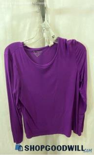 Chico's Women's Royal Purple Scoop Neck Long Sleeve Shirt - Sz M