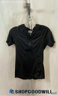 Athleta Women's Black 1/4 Zip Fitted Short Sleeve T-shirt - Sz S