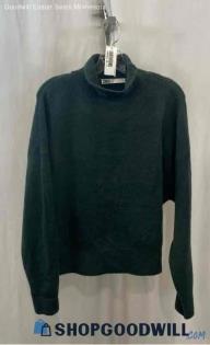 Zara Women's Pine Green Fuzzy Knit Slim Fit Turtleneck Sweater - Sz M