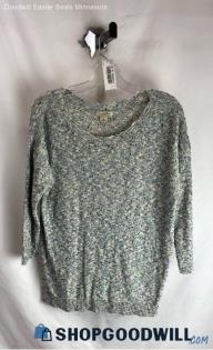 Lucky Brand Women's Blue Speckled Knit Scoop Neck Sweater - Sz M