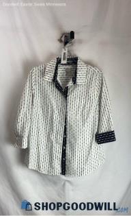 Chico's Women's Black/White Striped Poplin Button Up Shirt - Sz 4/6