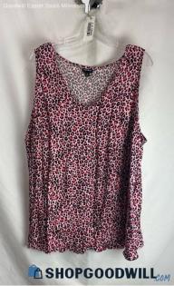 Torrid Women's Pink/Black Animal Patterned V Neck Relaxed Fit Tank Top - Sz 4