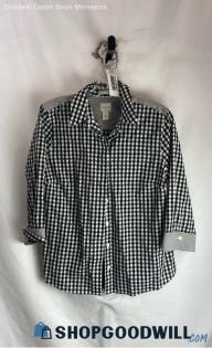 Chico's Women's Black/White Gingham Button Up Poplin T-shirt - Sz S