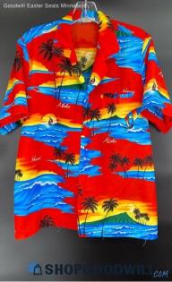 Aloha Themed Red SS Shirt by Casual Wear - Sz M