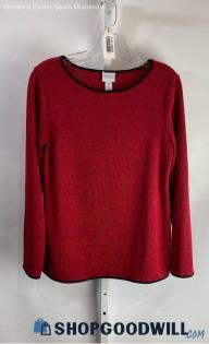 Chico's Women's Red Knit Crewneck Lightweight Sweater - Sz S