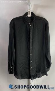 Zara Women's Black Sheer Button Up Shirt - Sz S