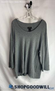 Lane Bryant Women's Light Gray Boat Neck Ribbed Trim Sweater - Sz 26