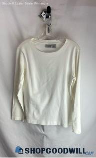 Chico's Women's White Stretch Long Sleeve T-shirt - Sz M