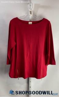 Chico's Women's Red Pullover Long Sleeve Shirt - Sz M