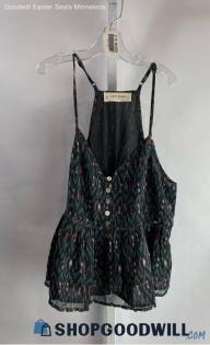 NWT Lucky Brand Women's Black/Gray Design Pattern Tank Blouse - Sz S