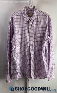 Tommy Bahama Men's Pink/Blue Grid Patterned Poplin Dress Shirt - Sz 16.5/36/37