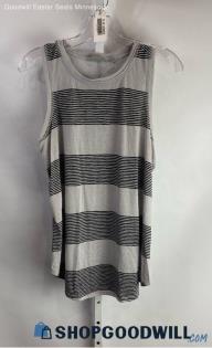 Athleta Women's Gray Striped Scoop Neck Relaxed Fit Tank Top - Sz M