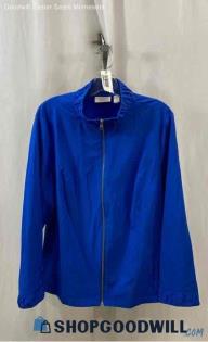 Chico's Women's Blue Smocked Trim Zip Up Windbreaker Jacket - Sz XL