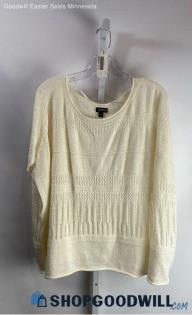 Torrid Women's Ivory Patterned Knit Scoop Neck Sleeveless Poncho Shirt - Sz 1/2