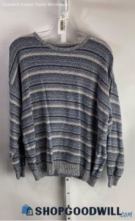 Croft & Barrow Women's Gray/Blue Stripes Knit Pullover Sweater - Sz XL