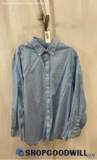 Michael Kors Men's Blue Grid Poplin Button Up Dress Shirt - SZ 17.5/34/35