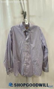 Michael Kors Men's Purple Grid Patterned Poplin Button Up Dress Shirt - SZ 17.5