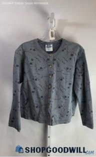 Bay Street Clothing Co. Women's Dusty Blue Floral Patterned Crop VTG Shirt Sz PS