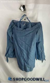 Free People Women's Blue OTS Blouse - Sz S