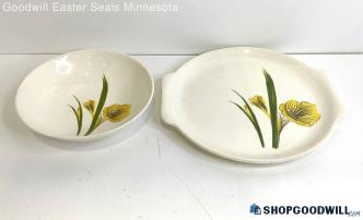 Harmony House Salem Meadow Bloom Sunshine Yellow Serving Bowl + Tray Platter