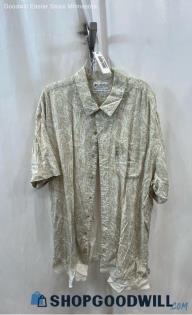 Columbia Men's Beige/White Patterned Button Up Lightweight T-shirt - Sz XXL