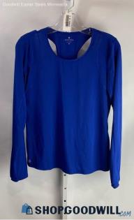 Athleta Women's Royal Blue Shoulder Cut Out Performance Long Sleeve Shirt - Sz M