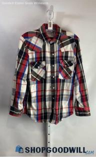 Dakota VTG Women's Red/White Plaid Snap Button Shirt - Sz M