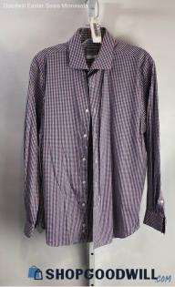 Michael Kors Men's Purple/Blue Gingham Pattern Dress Shirt - Sz L