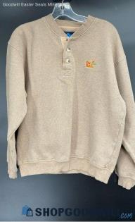 Tri-Mountain Men's LS tan shirt with Old Dutch Logo - Sz M