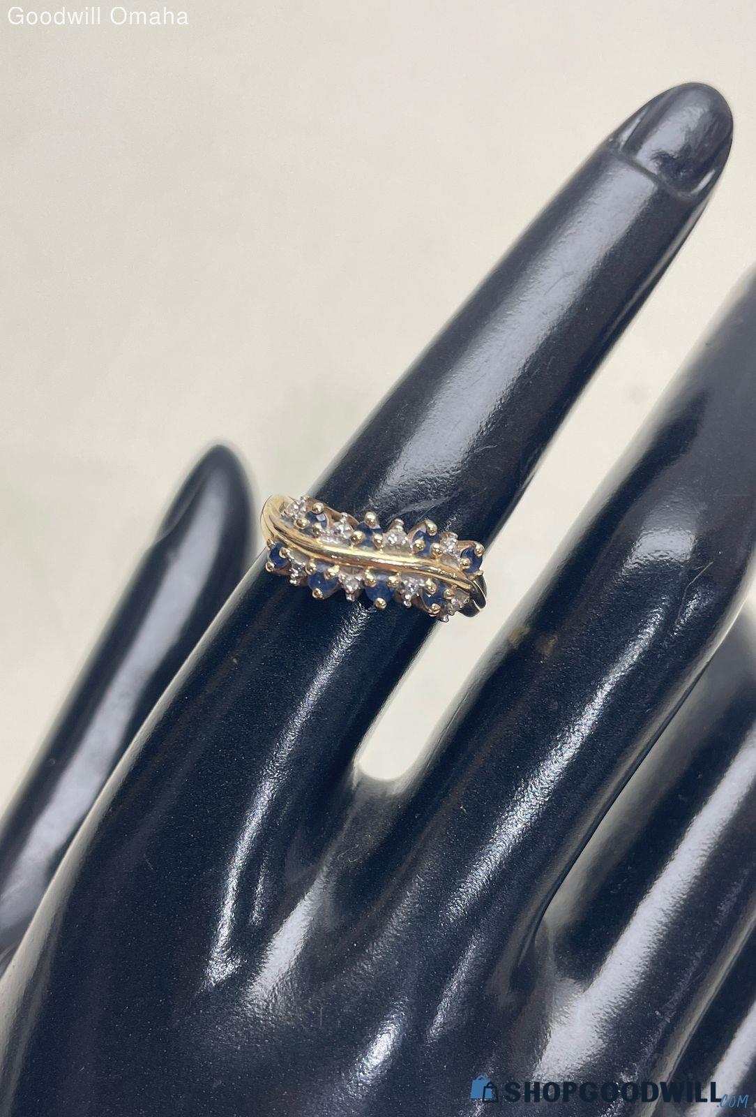 10kt Gold Blue Sapphire & Diamond Gemstone Ring - Tested | ShopGoodwill.com