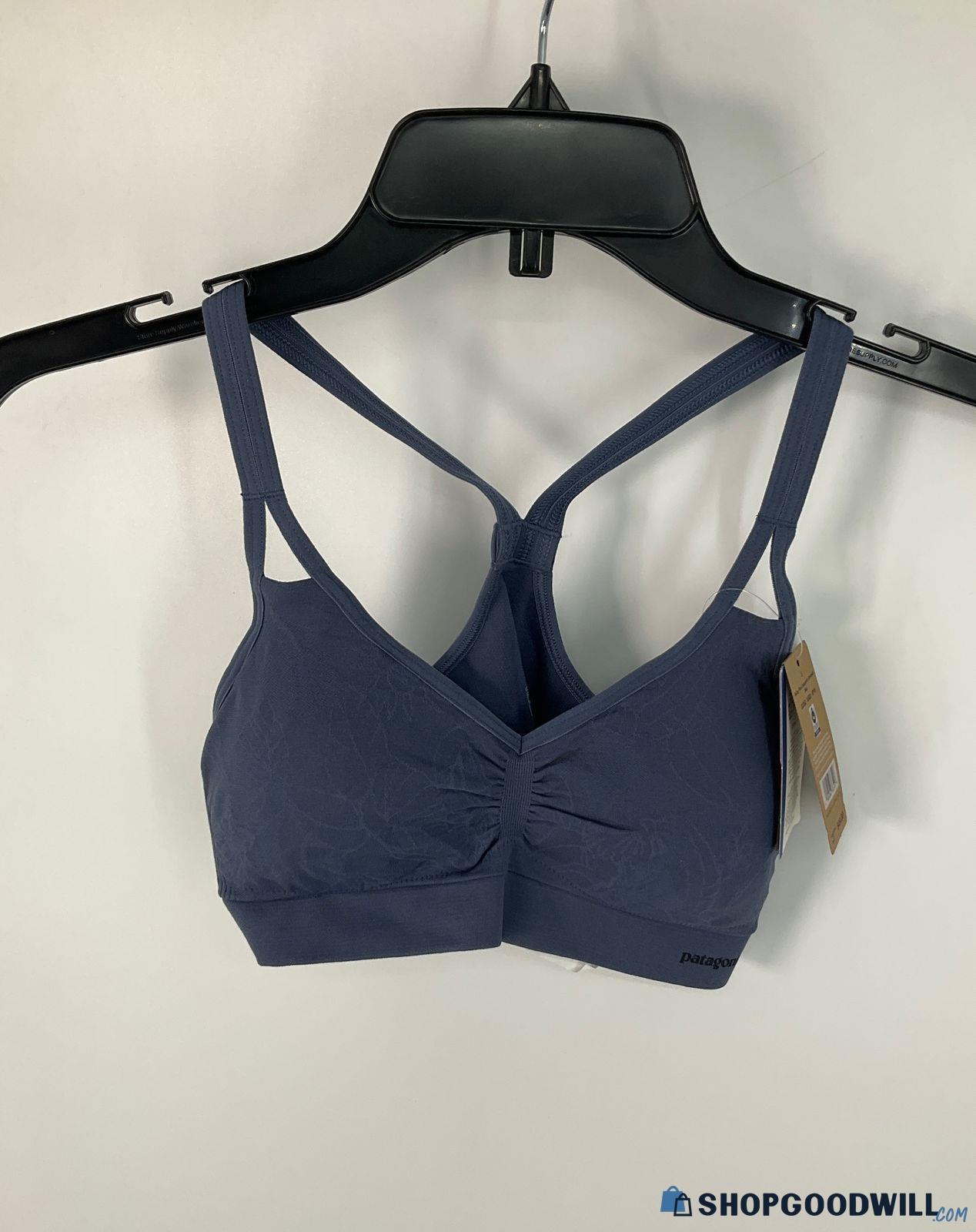 Nwt Patagonia Slate Blue Floral Racerback Barely Bra S | ShopGoodwill.com