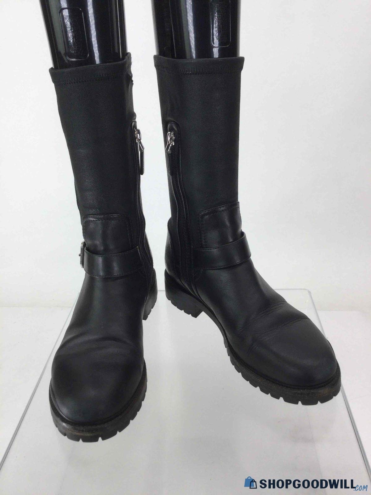 Christian Dior Black Lamb Leather Lug Sole Biker Boots 38.5/8.5 ...