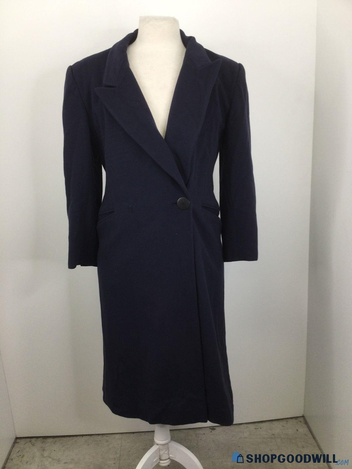 Christian Dior Dark Navy Blue Wool Button Overcoat Size 8 ...