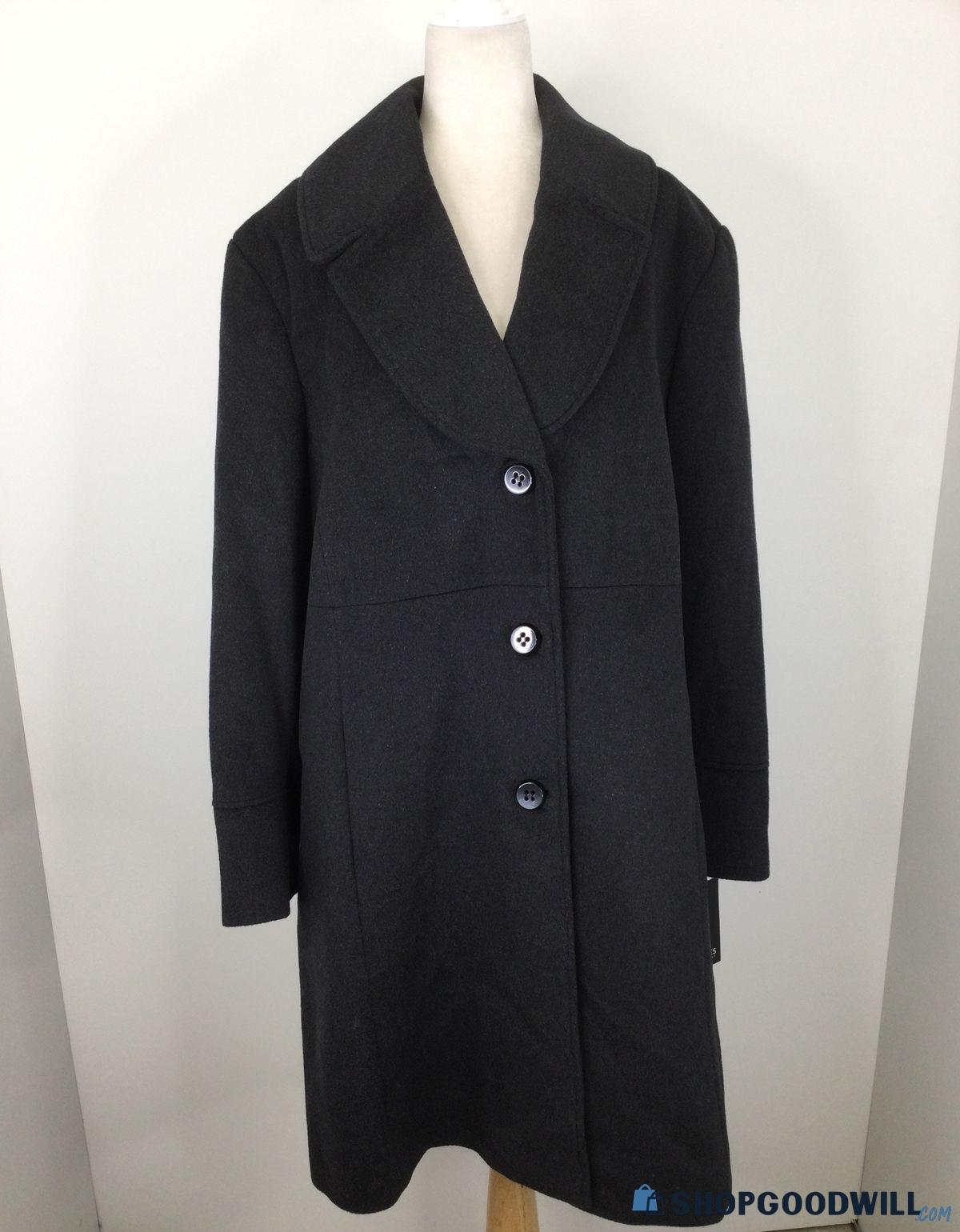 NWT Jones New York Gray Wool Blend Button-Up Overcoat Size 3X ...