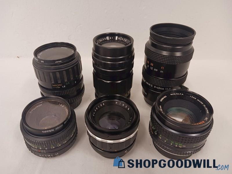 Used Minolta Vivitar Fuji Higon Rainbow Tv Camera Lens Lot ...