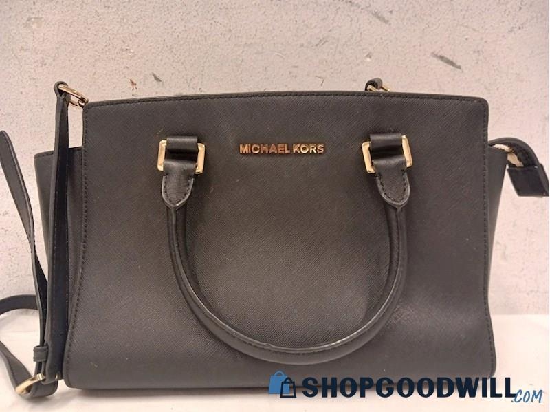 Women's Michael Kors Black Satchel Leather Purse Bag | ShopGoodwill.com