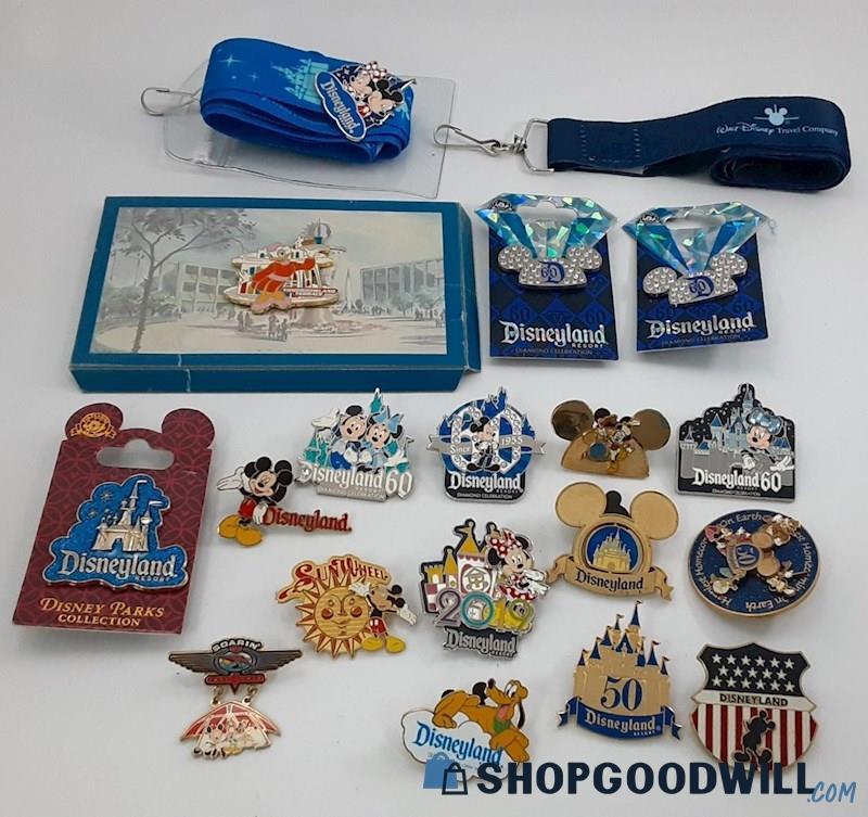 17pc Disney Disneyland Tommorowland Mickey Mouse Trading Pins +Lanyard ...