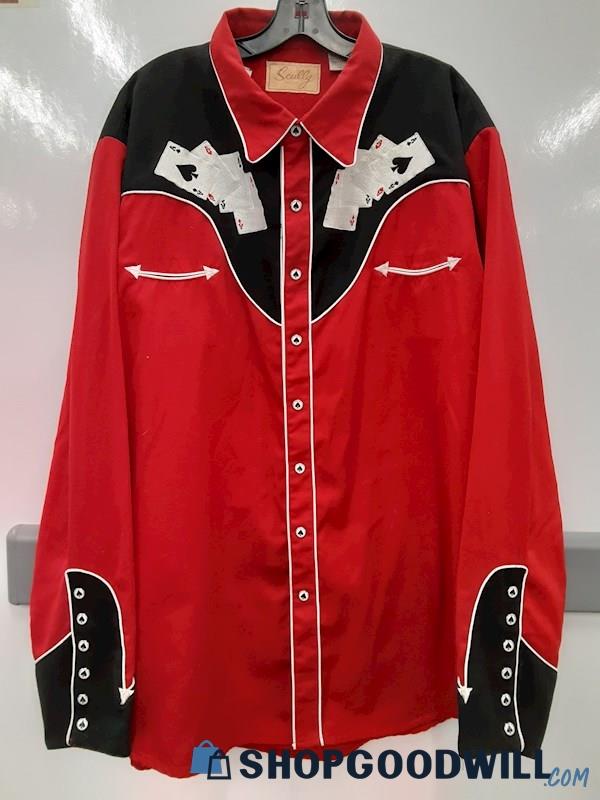 Scully Hold em or Fold em Western Snap Shirt Four Ace #P-686 Mens Sz XL ...