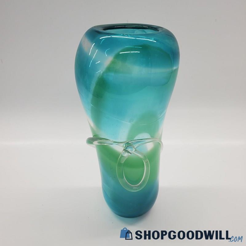 Decorative 1997 Art Glass Multi-color Vase 12