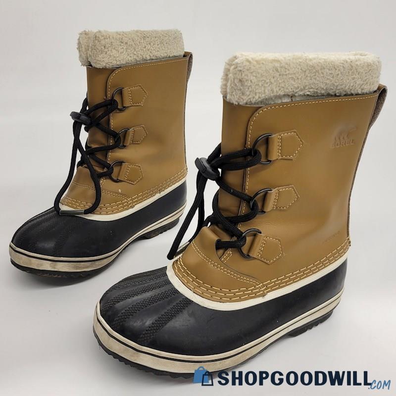 Sorel Youth Pac Leather Insulated Winter Snow Boots Sz 3 | ShopGoodwill.com