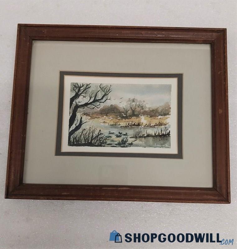 John W. Cash Watercolor Landscape Painting In Wood Frame | ShopGoodwill.com