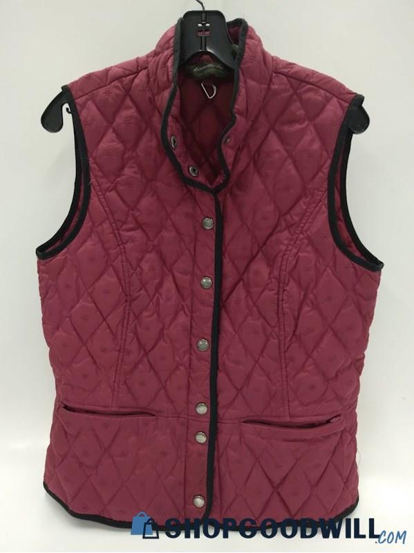 Eddie Bauer Quilted Vet M Burgundy Down Filled - shopgoodwill.com