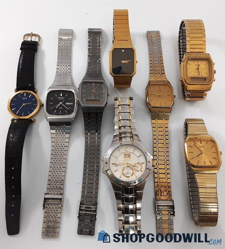 8pc Seiko Quartz Men's Watches - shopgoodwill.com
