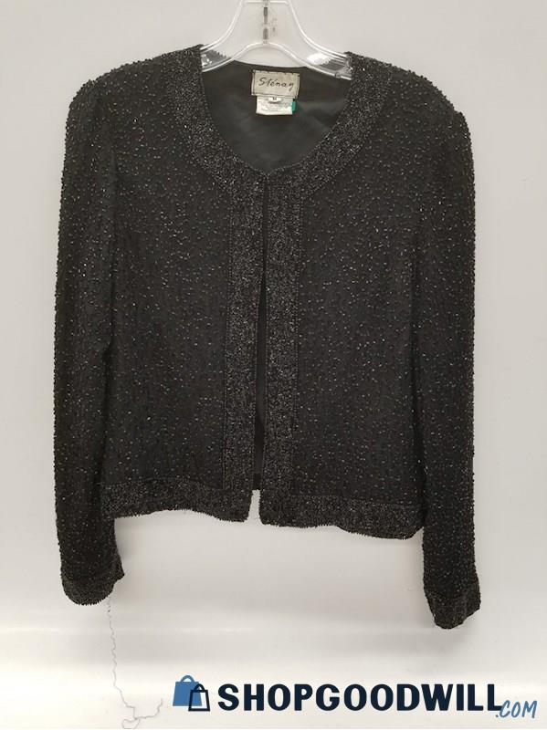 Stenay Black Silk Beaded Cardigan Size M - shopgoodwill.com